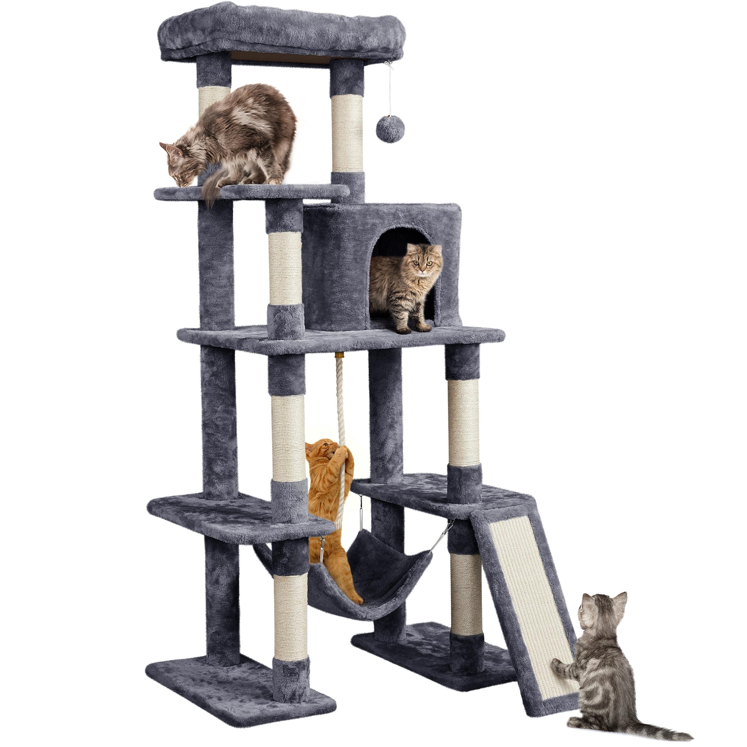 Amazon.com : Yaheetech Cat Tree Cat Tower, 63 Inches Multi-Level Cat Tree  for Indoor Cats, Tall Cat Tree with Sisal-Covered Scratching Posts & Condo, Cat  Furniture Activity Center for Cats Kitten :
