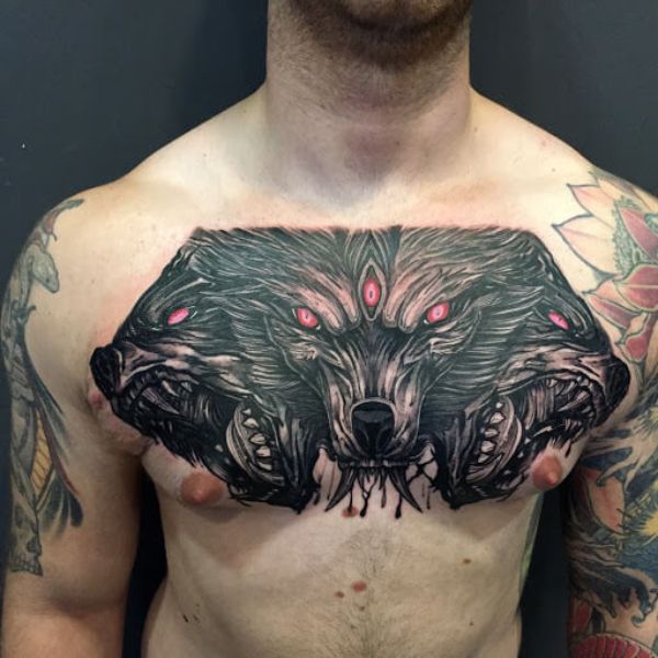 Tattoo sói ba đầu