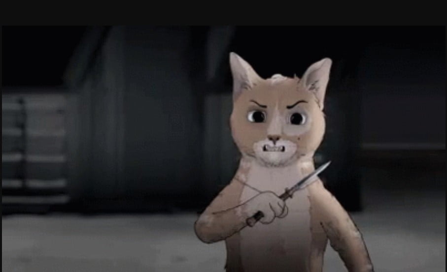 Hình meme mèo cầm dao hài