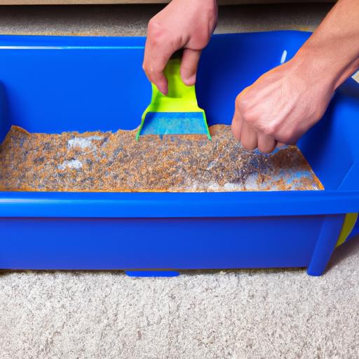 Chủ nhân mèo làm sạch hộp cát không lấp