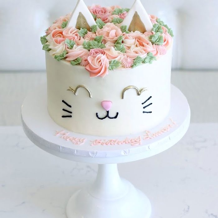 Bánh sinh nhật con mèo, bánh kem mặt mèo đẹp dễ thương